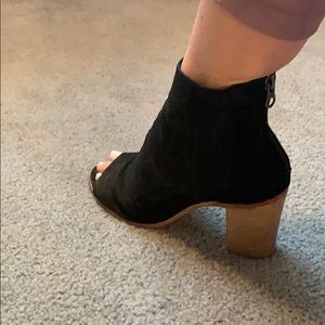 Free People distressed peep toe leather booties